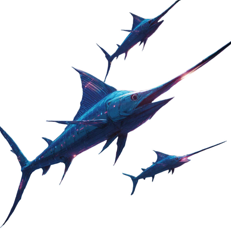 Space Swordfish Vinyl Car Decal Sticker – Waterproof & UV-Resistant 