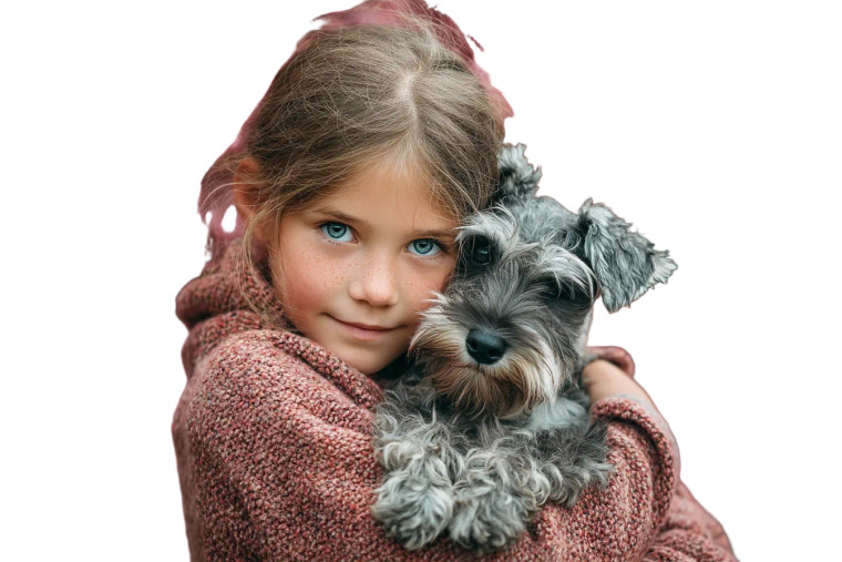 Kid With Schnauzer Vinyl Car Decal Sticker – Waterproof & UV-Resistant 