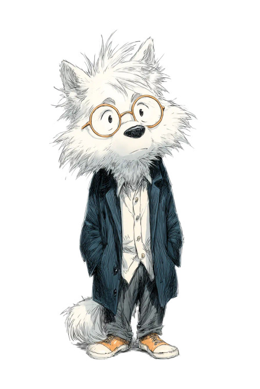 Cartoon Wolf Scholar Vinyl Car Decal Sticker – Waterproof & UV-Resistant 