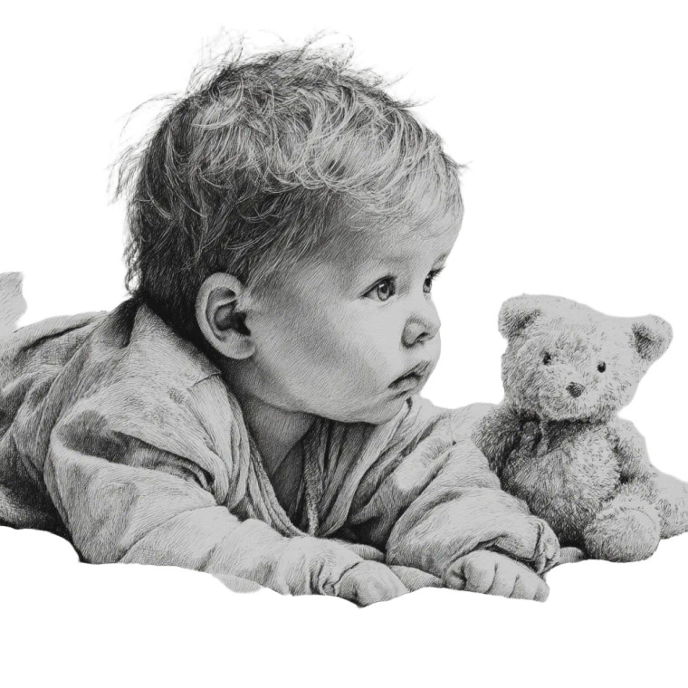 Newborn With Teddy Vinyl Car Decal Sticker – Waterproof & UV-Resistant 