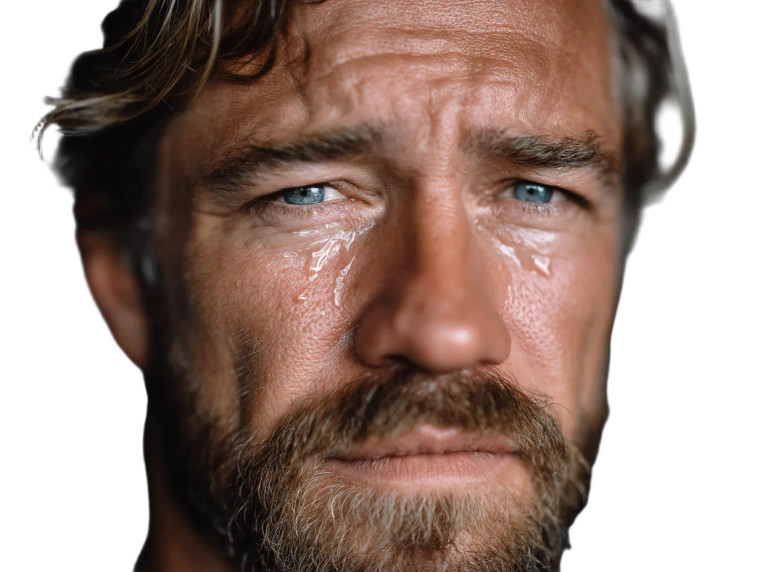 Sad Middle-Aged Man Vinyl Car Decal Sticker – Waterproof & UV-Resistant 