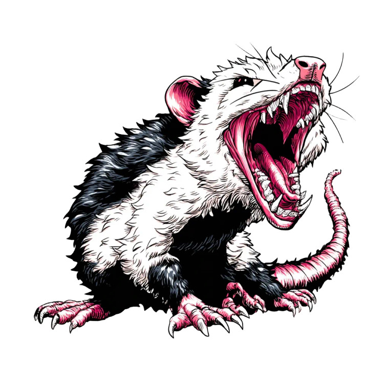 Aggressive Opossum Vinyl Car Decal Sticker – Waterproof & UV-Resistant 