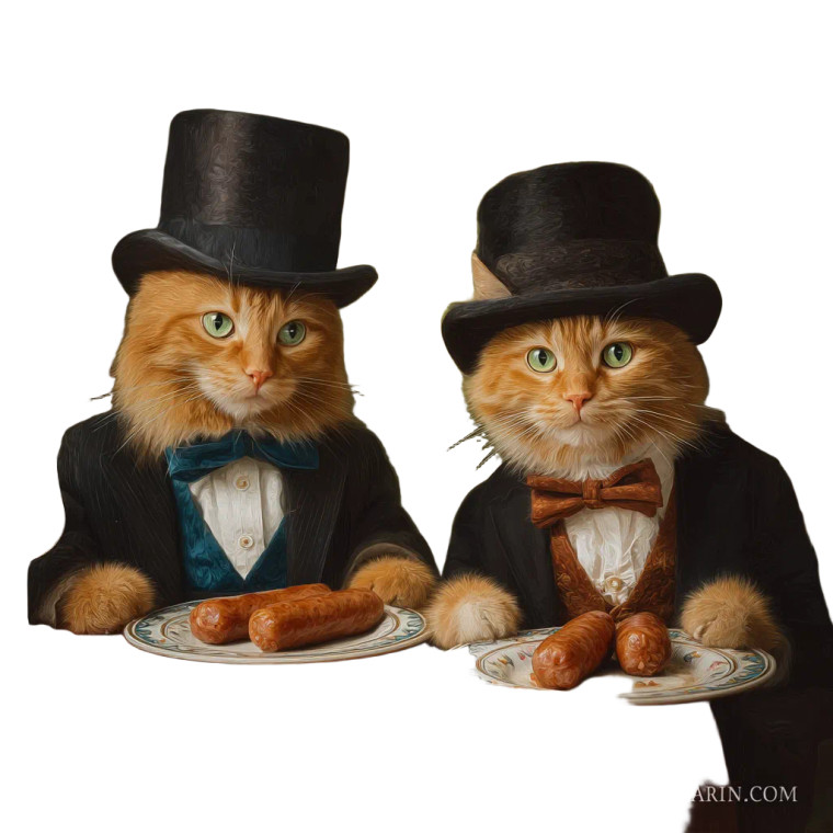 Ginger Cats Dining Vinyl Car Decal Sticker – Waterproof & UV-Resistant 
