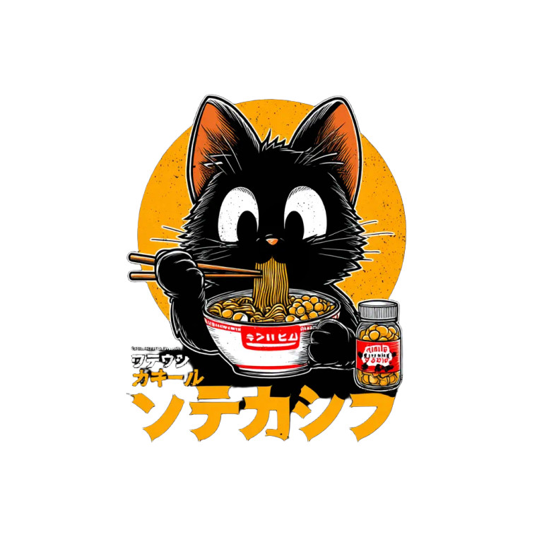 Kawaii Cat Ramen V4 Vinyl Car Decal Sticker – Waterproof & UV-Resistant 