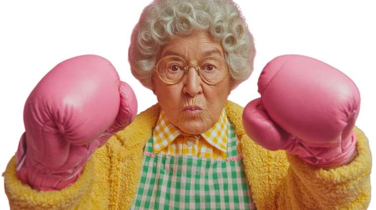 Boxing Grandma Vinyl Car Decal Sticker – Waterproof & UV-Resistant 