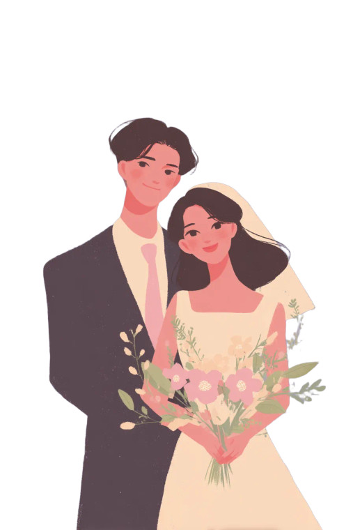 Wedding Couple Illustration V4 Vinyl Car Decal Sticker – Waterproof & UV-Resistant 