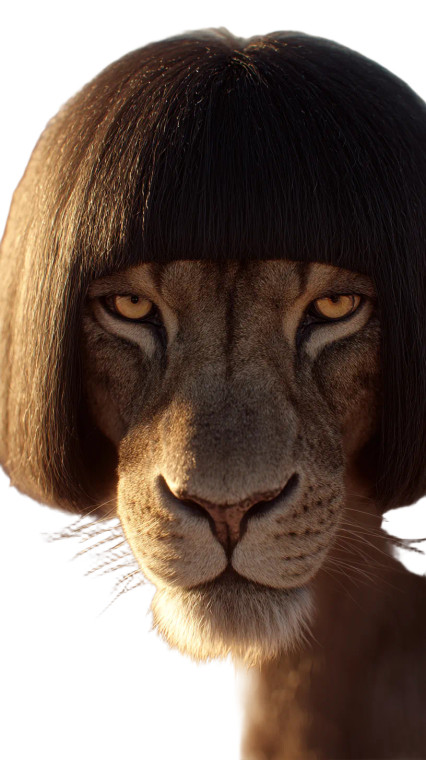Lion With Wig Vinyl Car Decal Sticker – Waterproof & UV-Resistant 