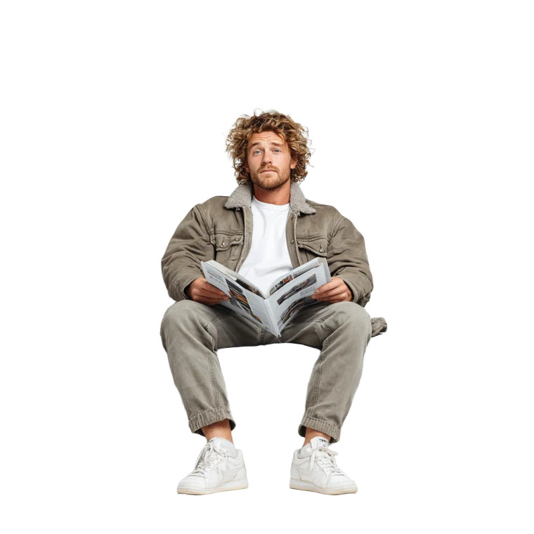 Relaxed Man Reading Vinyl Car Decal Sticker – Waterproof & UV-Resistant 