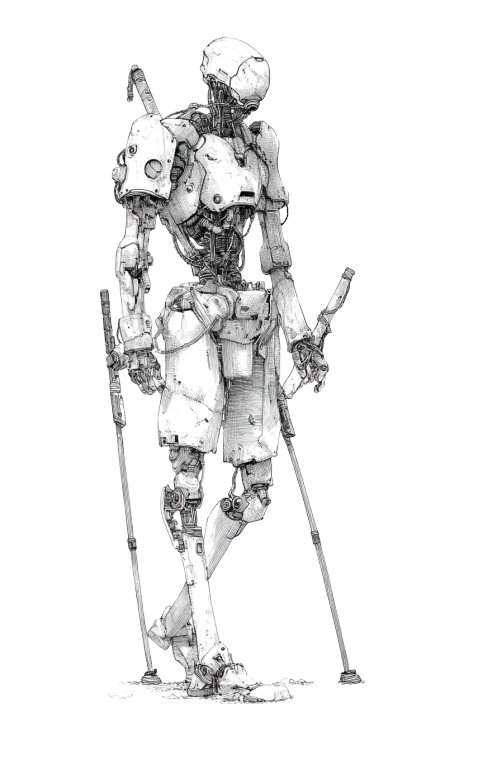 Cybernetic Warrior Sketch Vinyl Car Decal Sticker – Waterproof & UV-Resistant 