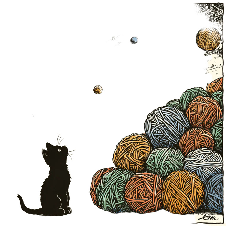 Kitten And Yarn Vinyl Car Decal Sticker – Waterproof & UV-Resistant 