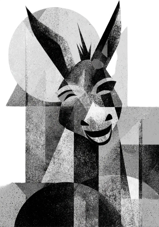 Happy Geometric Donkey Vinyl Car Decal Sticker – Waterproof & UV-Resistant 