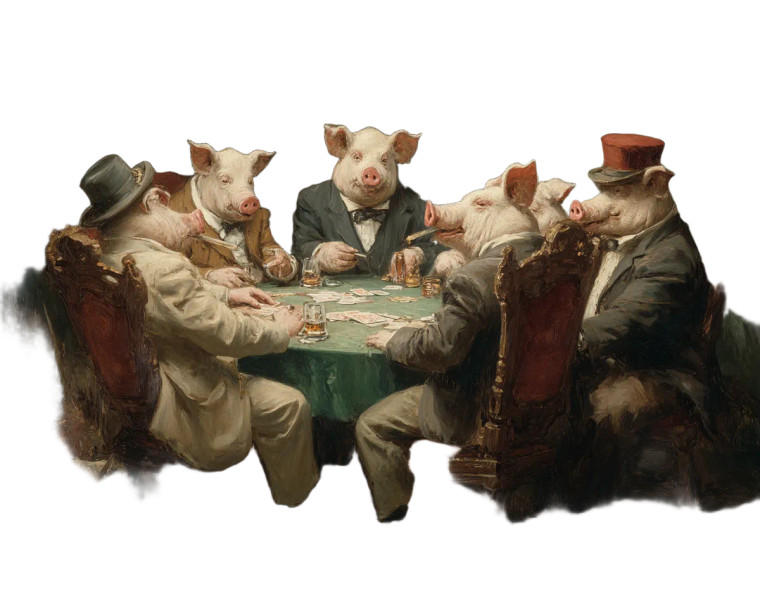 Pigs Playing Poker Vinyl Car Decal Sticker – Waterproof & UV-Resistant 