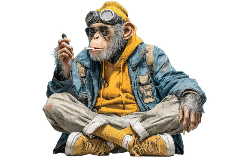 Monkey Smoking Art Vinyl Car Decal Sticker – Waterproof & UV-Resistant 