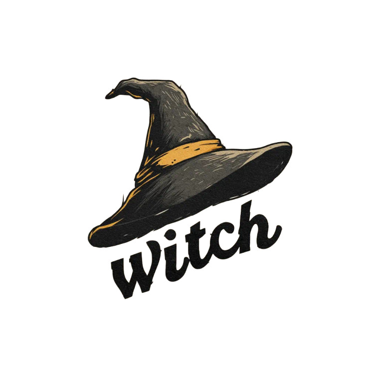Witch Hat Logo Vinyl Car Decal Sticker – Waterproof & UV-Resistant 
