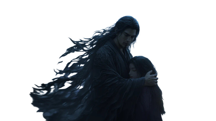 Ethereal Descent Embrace Vinyl Car Decal Sticker – Waterproof & UV-Resistant 