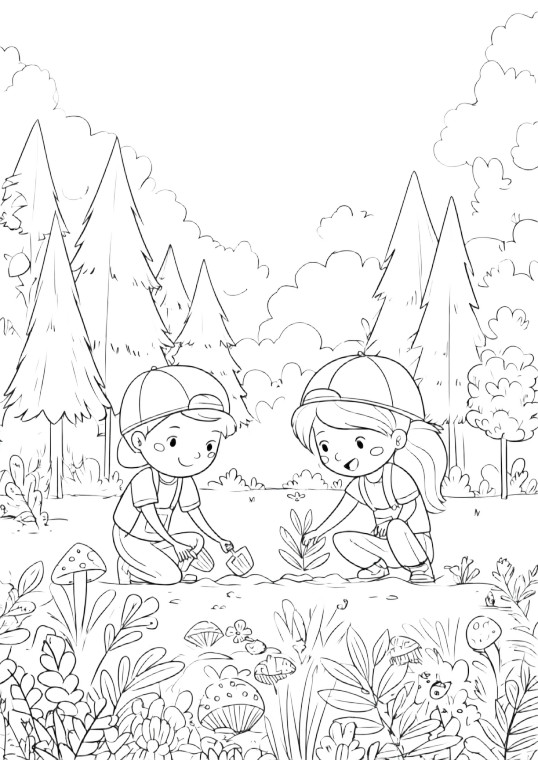 Kids Planting Trees V3 Vinyl Car Decal Sticker – Waterproof & UV-Resistant 