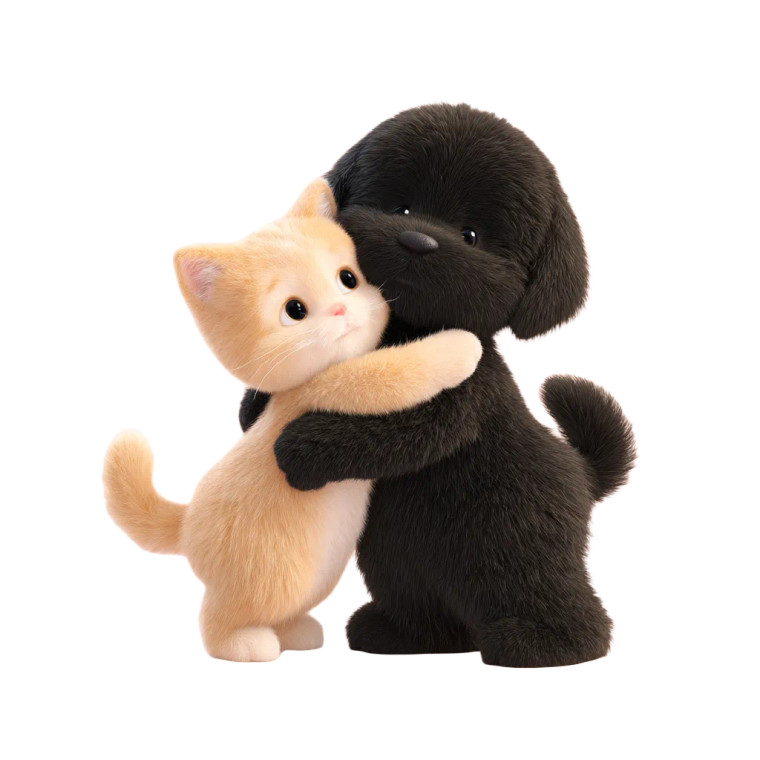 Kitten Hugs Puppy Vinyl Car Decal Sticker – Waterproof & UV-Resistant 