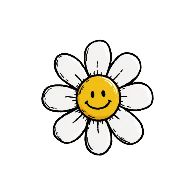 Kawaii Daisy Flower Vinyl Car Decal Sticker – Waterproof & UV-Resistant 