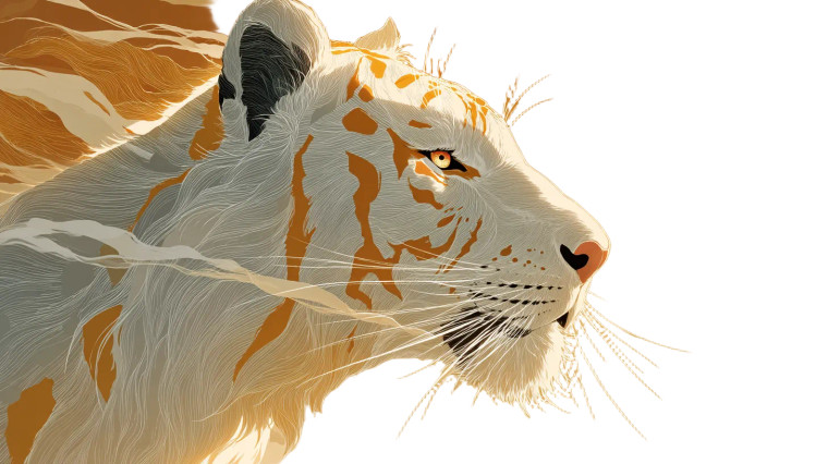 Glowing White Tiger V3 Vinyl Car Decal Sticker – Waterproof & UV-Resistant 