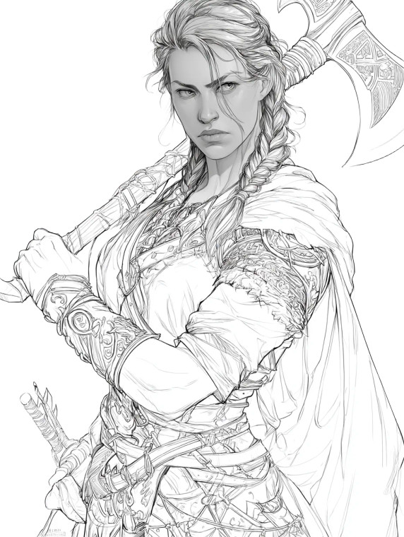 Dwarven Female Fighter Vinyl Car Decal Sticker – Waterproof & UV-Resistant 