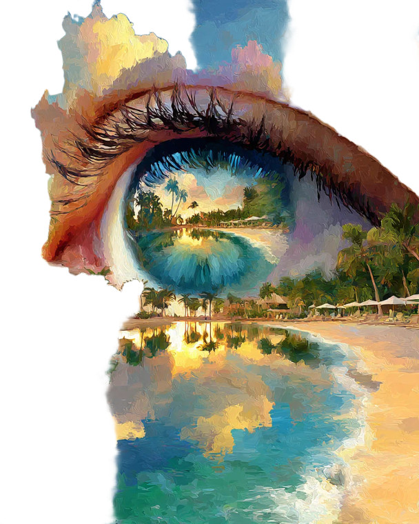 Surreal Eye Paradise Vinyl Car Decal Sticker – Waterproof & UV-Resistant 