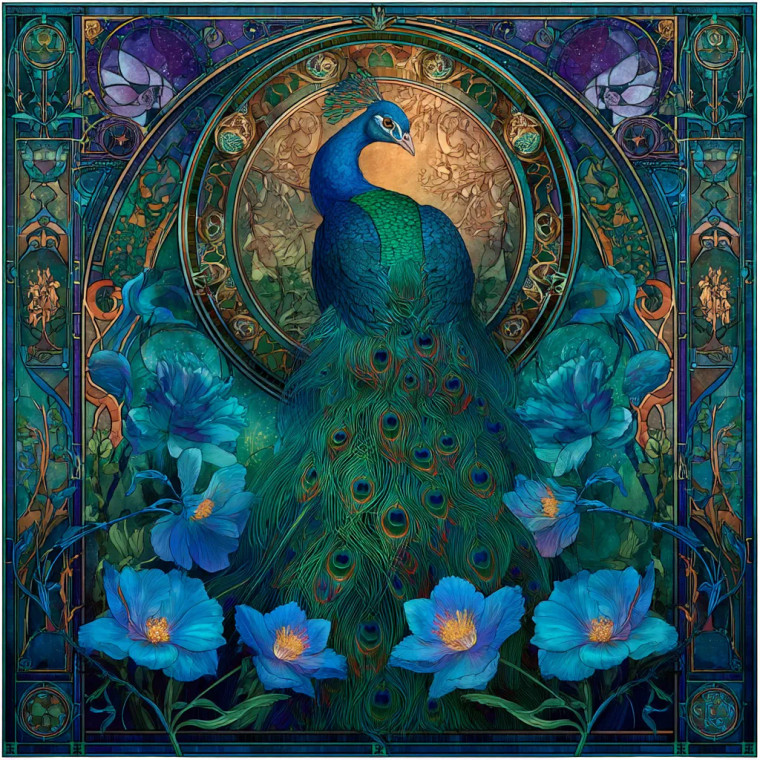 Art Nouveau Peacock V3 Vinyl Car Decal Sticker – Waterproof & UV-Resistant 