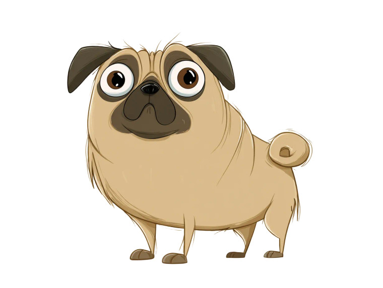 Fluffy Fawn Pug Vinyl Car Decal Sticker – Waterproof & UV-Resistant 