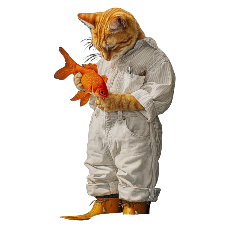 Ginger Cat Fishing Vinyl Car Decal Sticker – Waterproof & UV-Resistant 