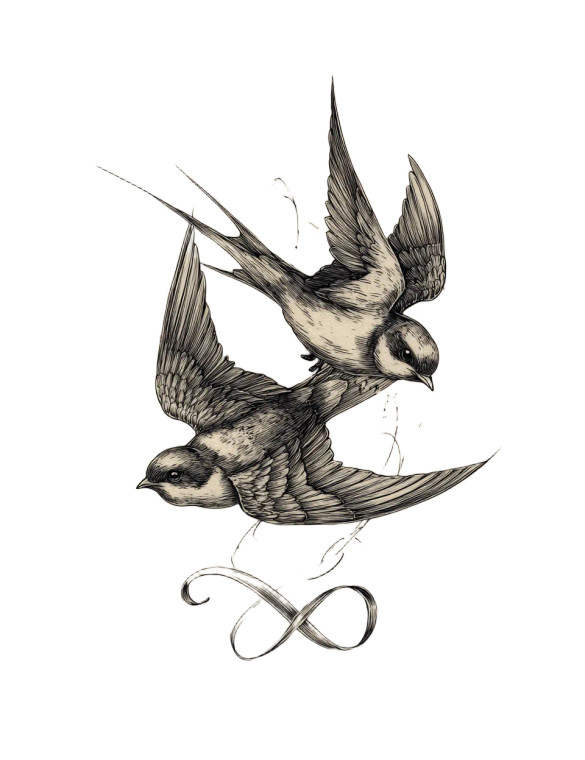 Swallows Infinity Tattoo Vinyl Car Decal Sticker – Waterproof & UV-Resistant 