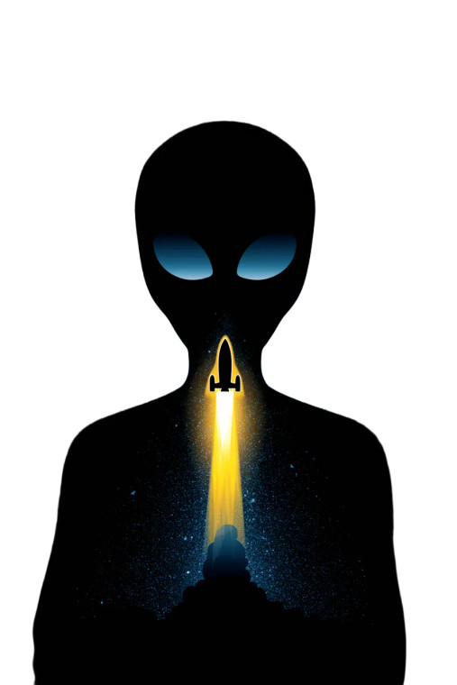 Alien Silhouette Rocket Vinyl Car Decal Sticker – Waterproof & UV-Resistant 