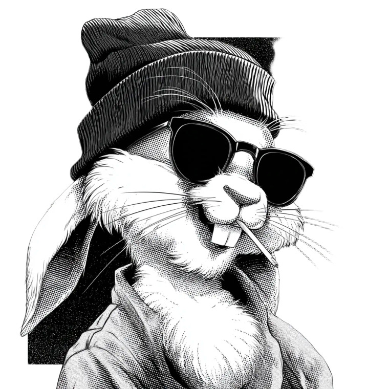 Cool Rabbit Cartoon Vinyl Car Decal Sticker – Waterproof & UV-Resistant 