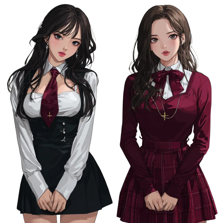 Korean High School Girls Vinyl Car Decal Sticker – Waterproof & UV-Resistant 