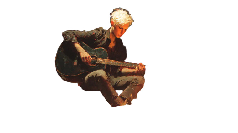 Guitarist By Firepit Vinyl Car Decal Sticker – Waterproof & UV-Resistant 