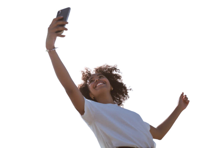 Happy Selfie Woman V2 Vinyl Car Decal Sticker – Waterproof & UV-Resistant 