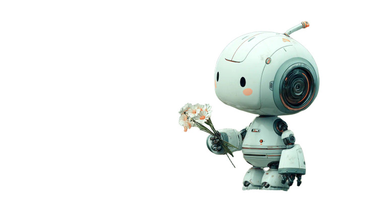 Cute Robot With Flowers Vinyl Car Decal Sticker – Waterproof & UV-Resistant 