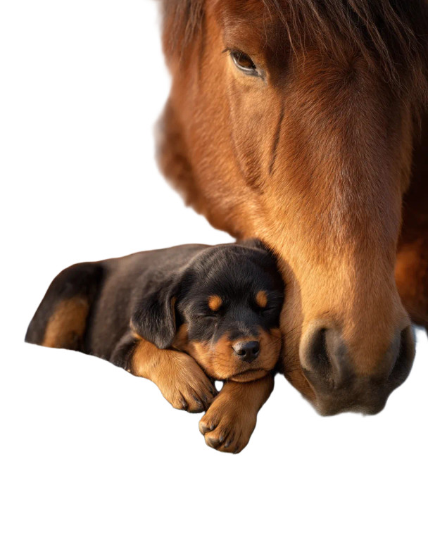 Sleeping Puppy & Horse Vinyl Car Decal Sticker – Waterproof & UV-Resistant 