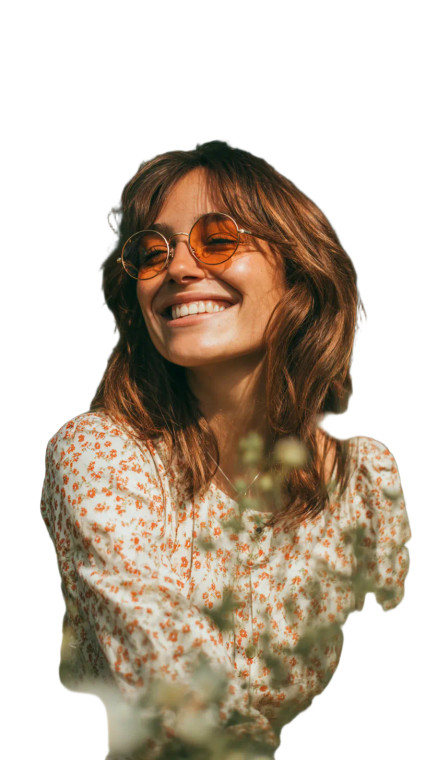 Smiling Woman Sunglasses Vinyl Car Decal Sticker – Waterproof & UV-Resistant 