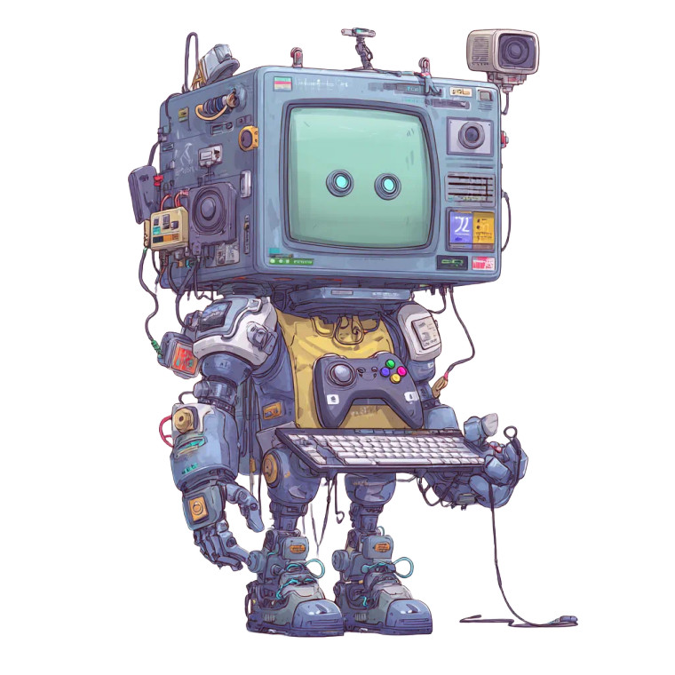 Cartoon Robot Crt Vinyl Car Decal Sticker – Waterproof & UV-Resistant 