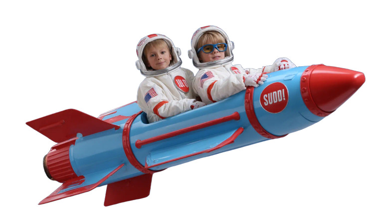 Child Astronauts Play Vinyl Car Decal Sticker – Waterproof & UV-Resistant 