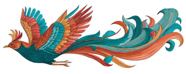 Colorful Phoenix Illustration Vinyl Car Decal Sticker – Waterproof & UV-Resistant 