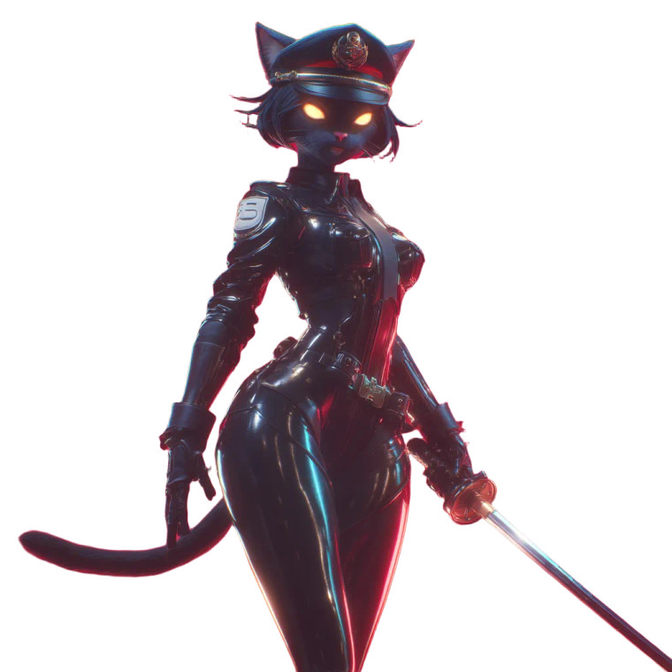 Cyberpunk Cat Officer Vinyl Car Decal Sticker – Waterproof & UV-Resistant 