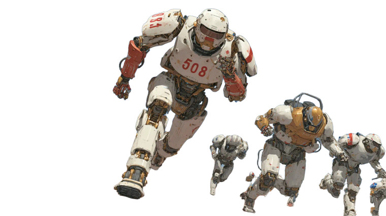 Robot Athletes Running Vinyl Car Decal Sticker – Waterproof & UV-Resistant 