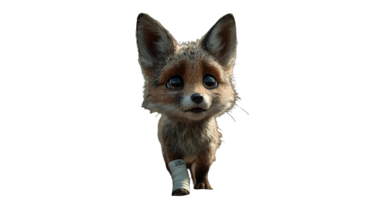 Injured Baby Fox Vinyl Car Decal Sticker – Waterproof & UV-Resistant 