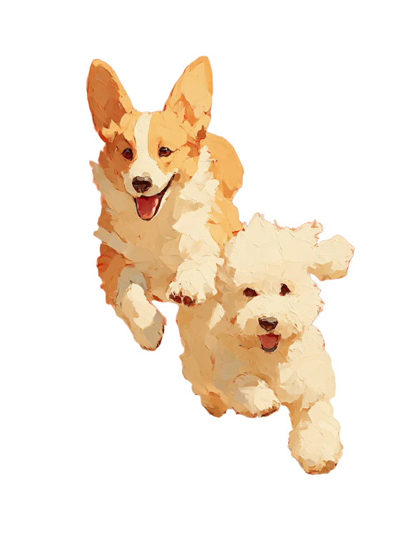 Corgi Jumping Over Bichon V2 Vinyl Car Decal Sticker – Waterproof & UV-Resistant 