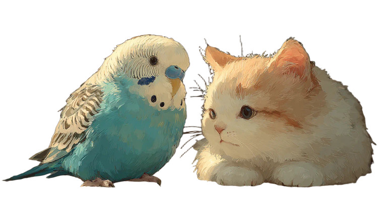 Cat And Budgie Play Vinyl Car Decal Sticker – Waterproof & UV-Resistant 