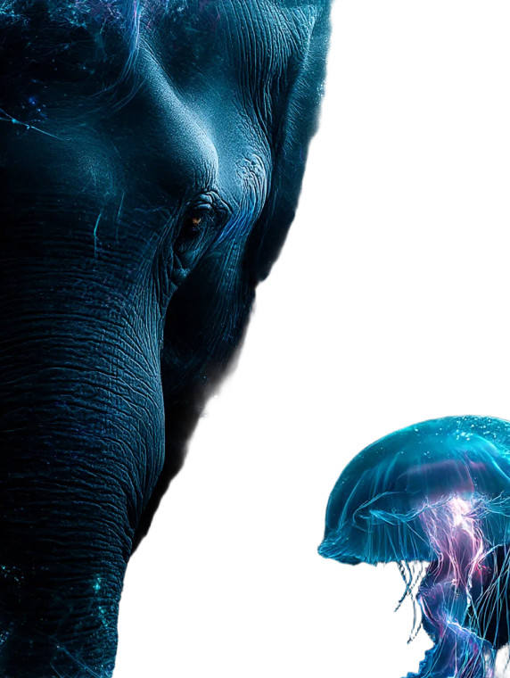 Bioluminescent Elephant Creature Vinyl Car Decal Sticker – Waterproof & UV-Resistant 