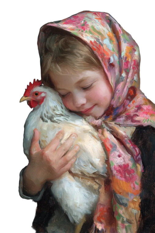Russian Girl With Chicken Vinyl Car Decal Sticker – Waterproof & UV-Resistant 