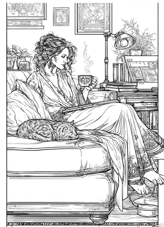 Cozy Reading Scene V2 Vinyl Car Decal Sticker – Waterproof & UV-Resistant 