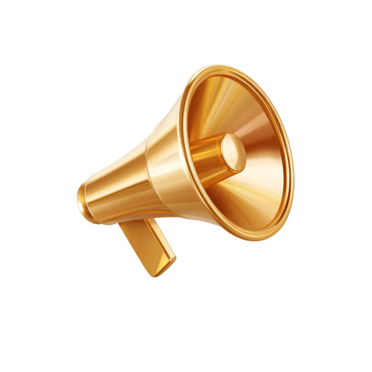 Golden Megaphone Icon Vinyl Car Decal Sticker – Waterproof & UV-Resistant 