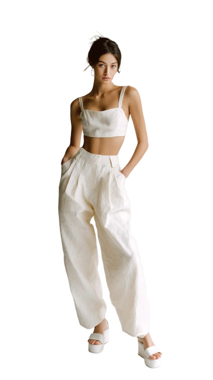 Slim Model In Linen Vinyl Car Decal Sticker – Waterproof & UV-Resistant 